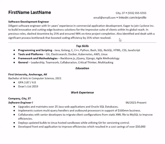 write you a professional IT tech resume and cover letter