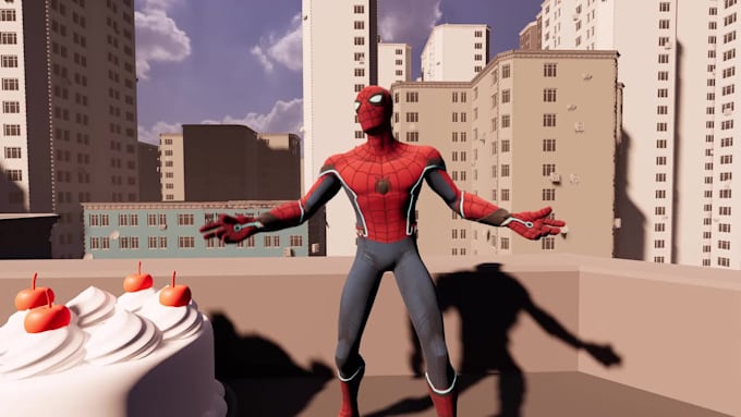 make a 3d spiderman birthday greeting video with custom text