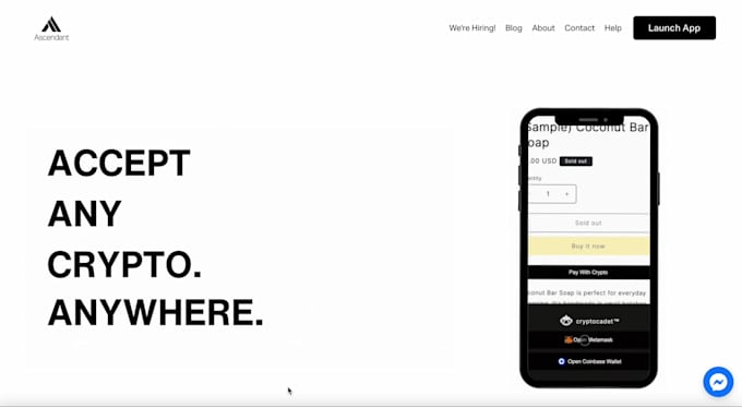create ecommerce website to accept crypto payments with custom erc20 solana