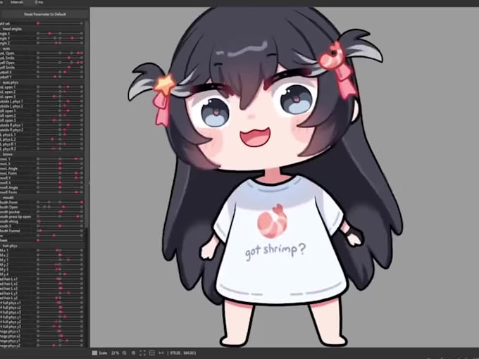 design a chibi live2d vtuber model and rigging for streamers