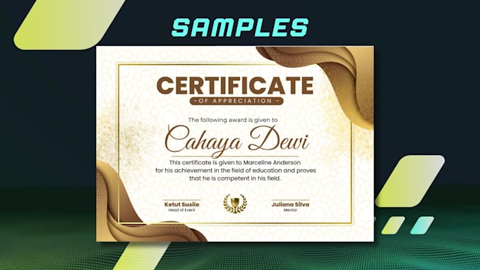 design professional, unique and custom course certificate