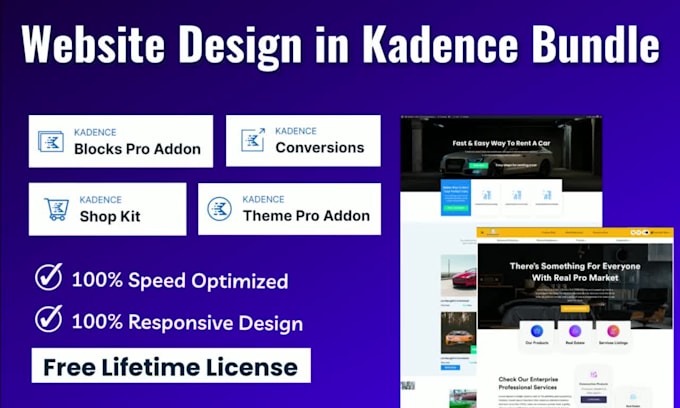 design website in kadence theme and blocks