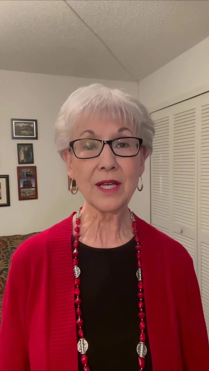 be american senior woman female spokesperson video testimonial ugc selfie review