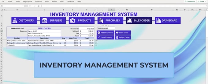 develop a complete inventory management system in excel