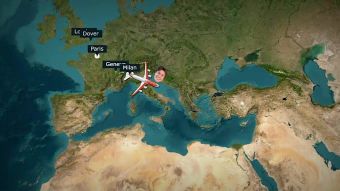 create plane travel route map animation for vlogs and video