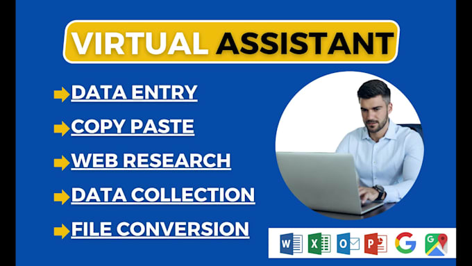 be your virtual assistant for data entry, copy paste, typing and web research