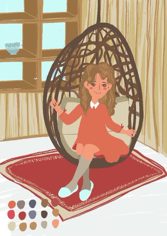 make some cute girl illustration with procreate