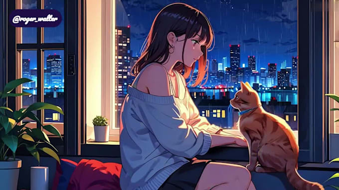 create custom lofi animation loop for music videos, lofi beats and youtube