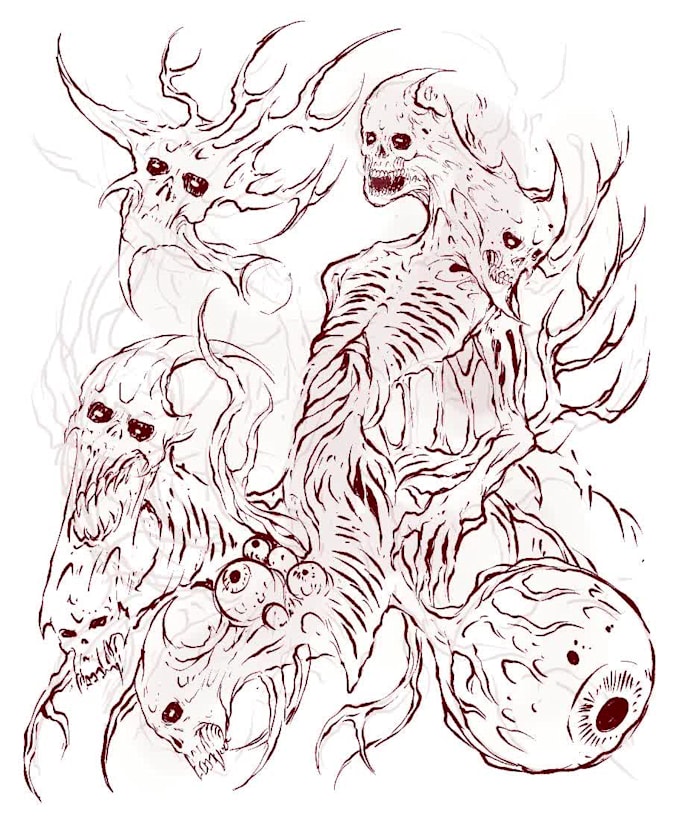 draw amazing dark art illustration for your merch