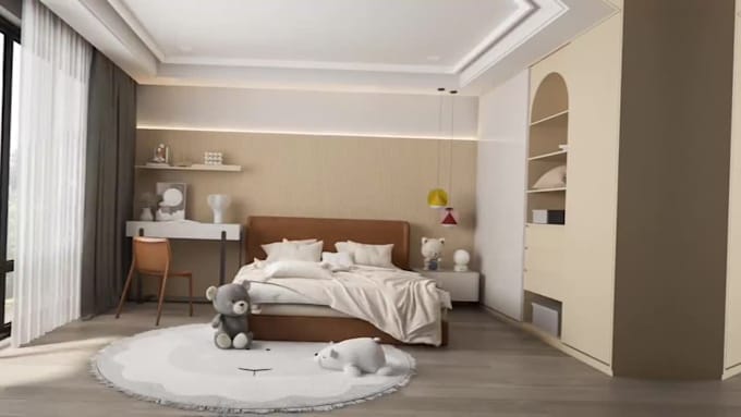 create bedroom floor plans, renderings and custom furniture