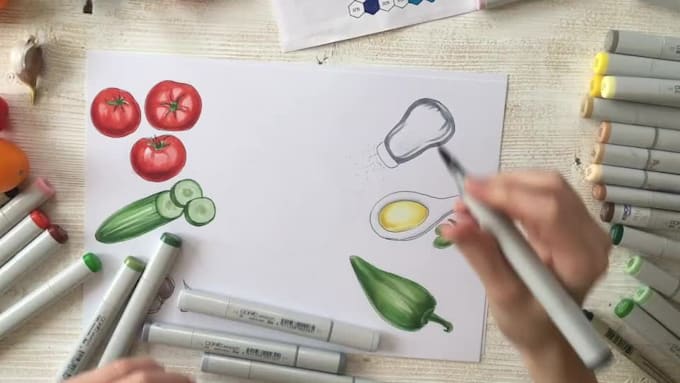 create hand drawn food or drink illustrations
