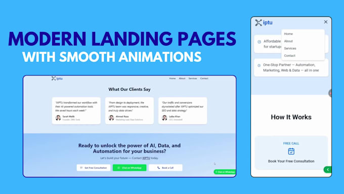 build a sleek,fast loading next js landing page for startups with animation