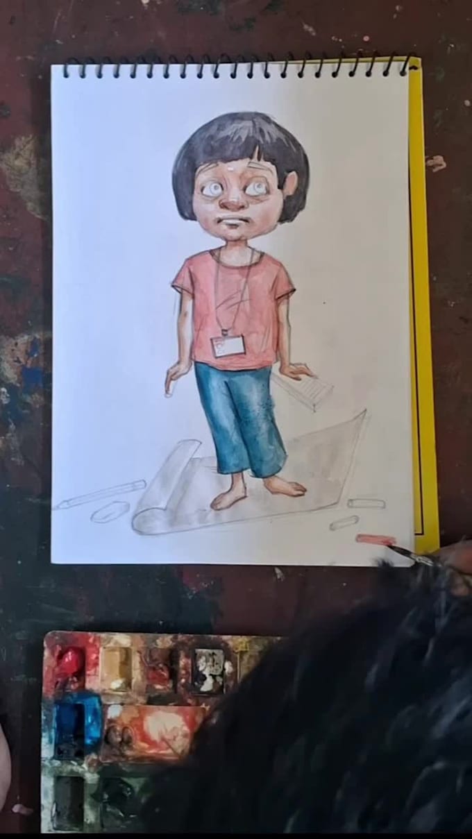 draw custom digital and watercolor character illustrations