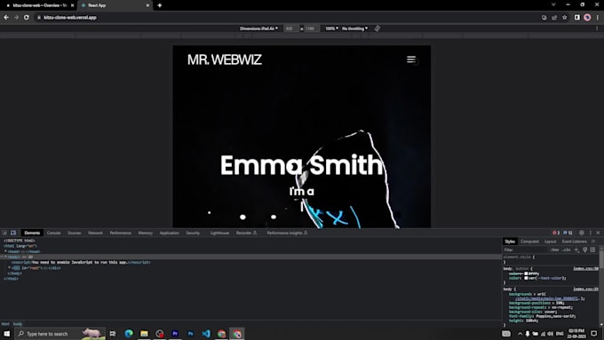 create responsive react portfolio with page transition