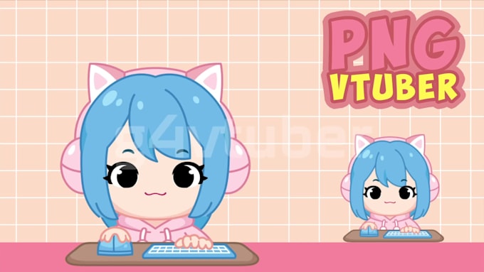 custom cute pngtuber avatar or giftuber for vtuber streamer