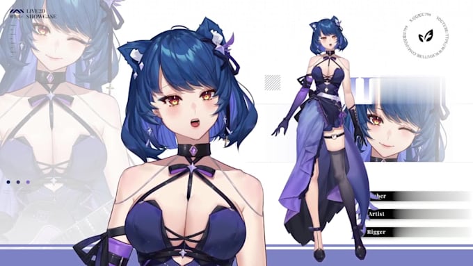 draw live 2d vtuber model, live 2d rigging, facerig, vtuber commission