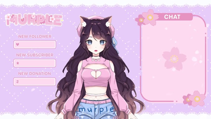 design vtuber stream overlay and logo for twitch and youtube