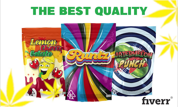 design colorful mylar bag for cannabis brand and pouch bags