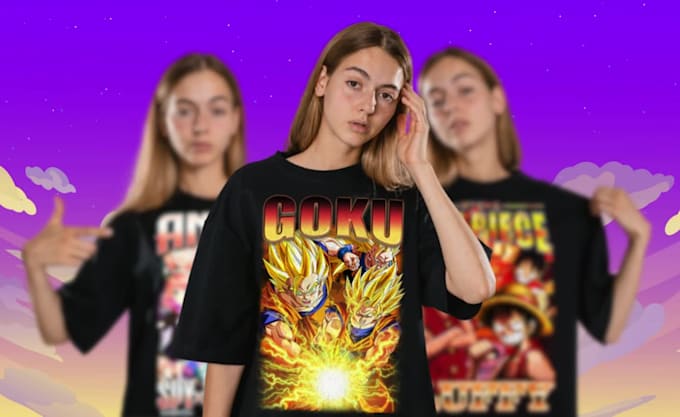 send 100 anime bootleg design for print on demand business