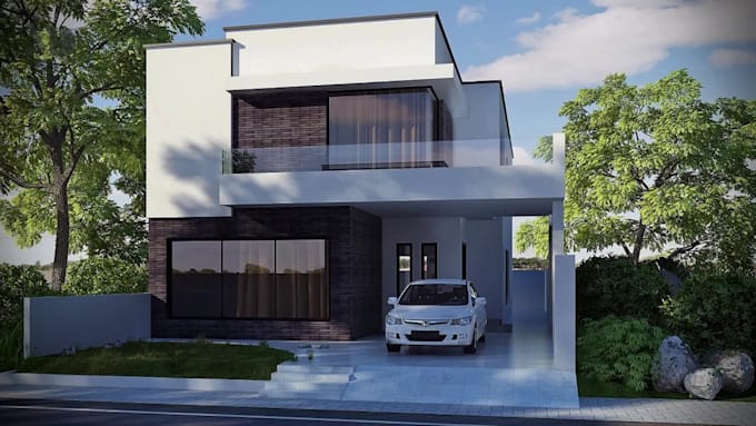 design residential exterior and do 3d rendering