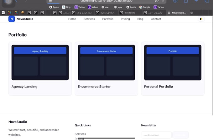 build a modern responsive website template with dark