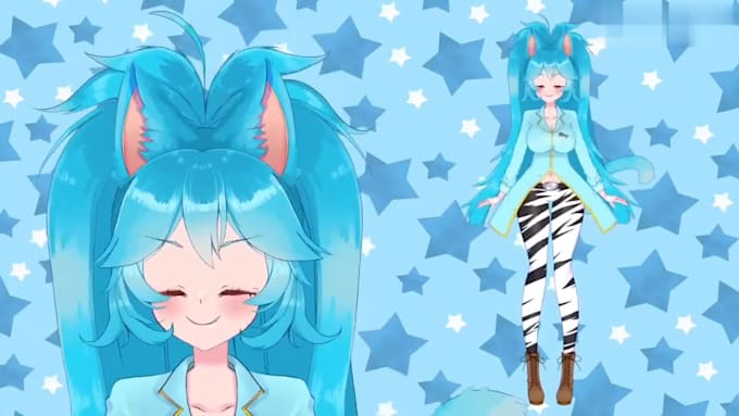 draw and rig live2d vtuber model, live 2d vtuber rigging, 2d vtuber commission