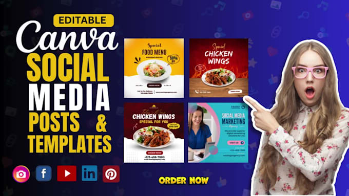 create  social media posts,ads,banner, video using canva and all canva services