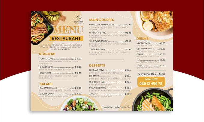 Design menu design or price list for your business by A3mali | Fiverr