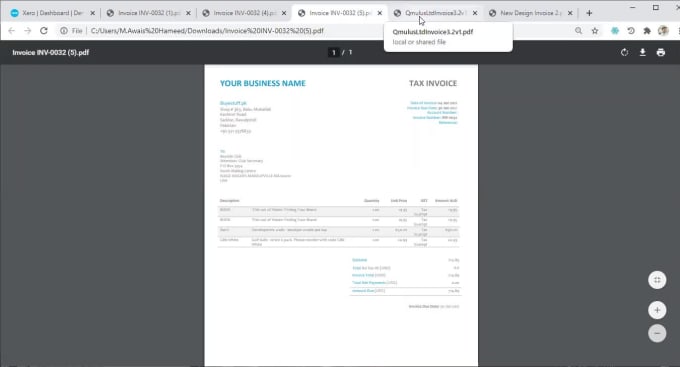 Xero Custom Invoice Template