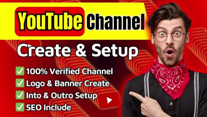 Do professional youtube channel create and setup with logo banner ...