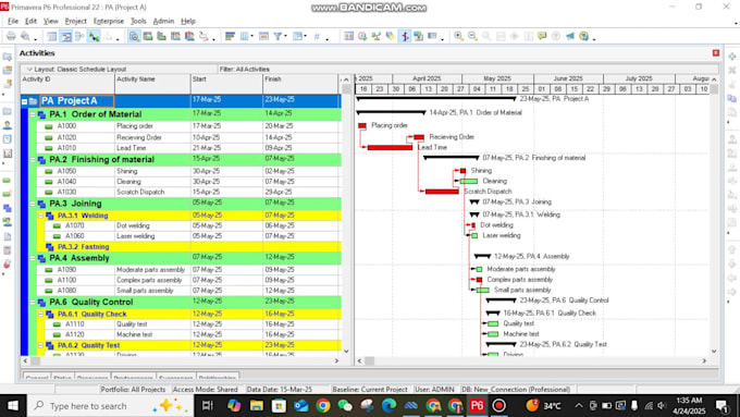 prepare schedule on primavera p6 or ms project