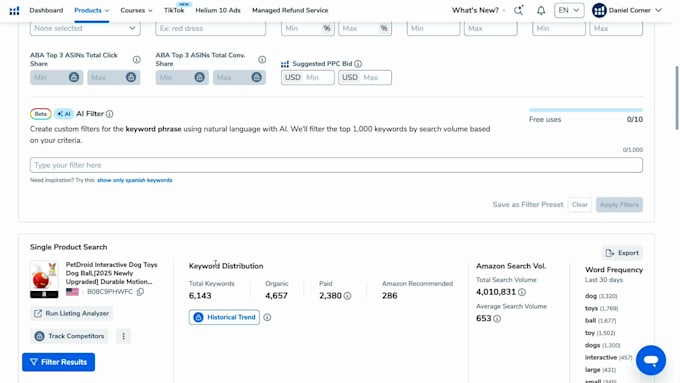 do amazon keyword research with helium 10 and jungle scout