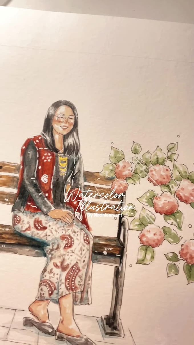 paint watercolor wedding portrait illustration