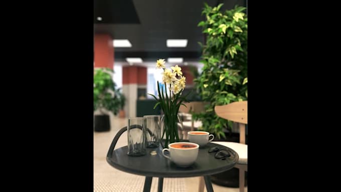 create a realistic modern office 3d rendering