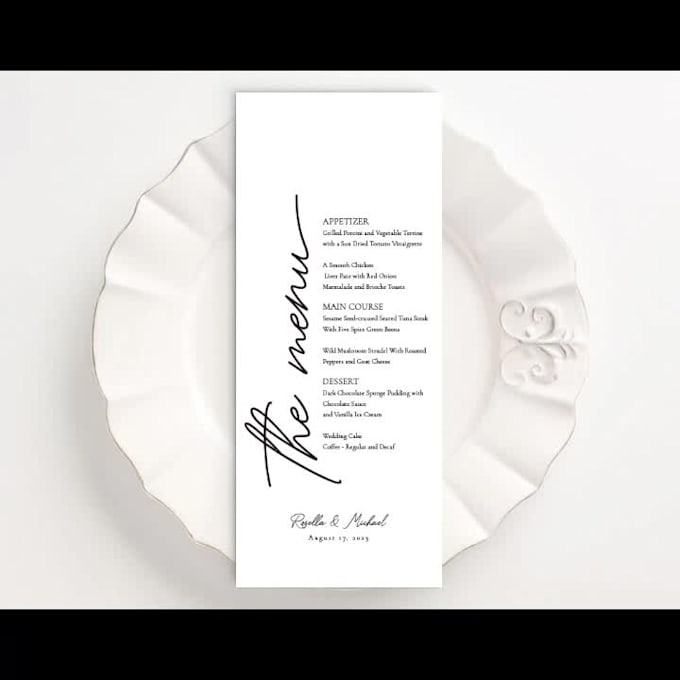 design wedding set menu, drinks menu, bar menu