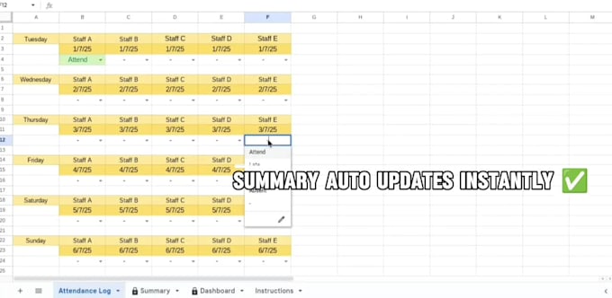 create an automated staff attendance tracker