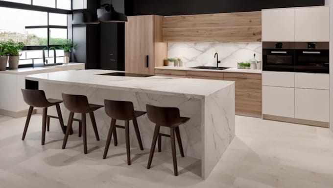 create photorealistic 3d kitchen interior renderings