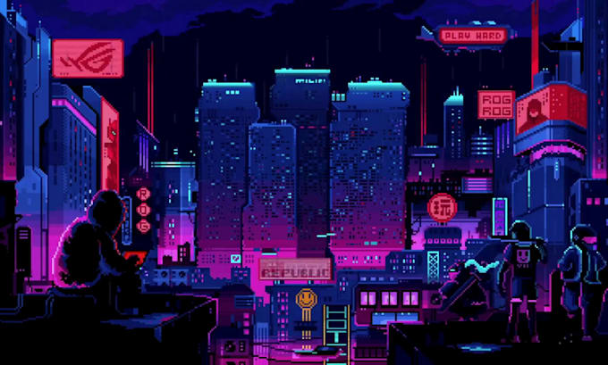 do 2d retro 8bit pixel art character looping lofi animation animated gif