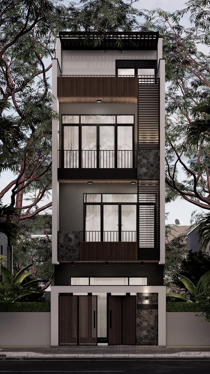 make a professional exterior l render and landscaping