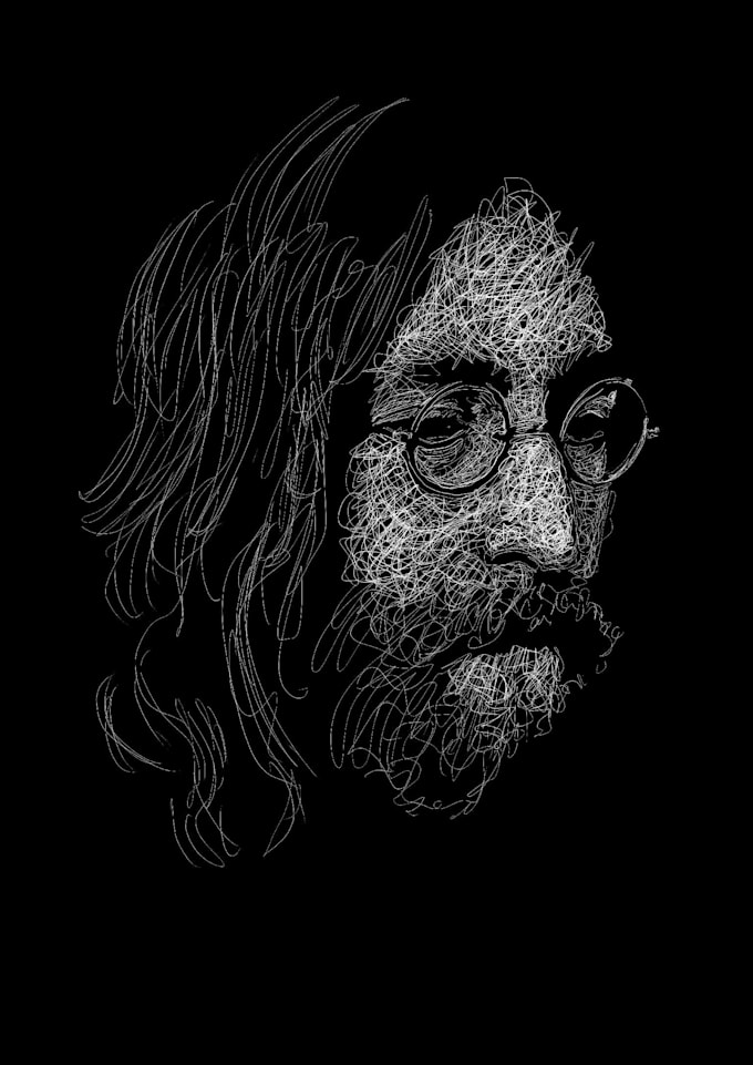 draw scribble art on black background of your portrait