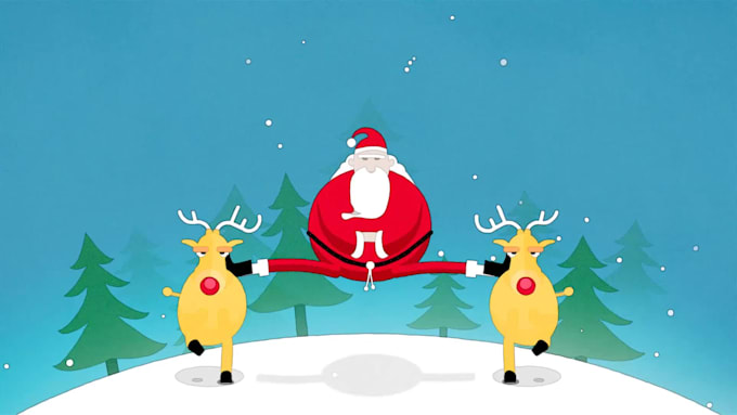 create a funny santa on deer merry christmas video