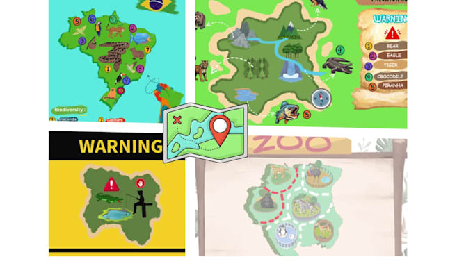 make animal vector map, animal of a country, zoo animal and predator animal map