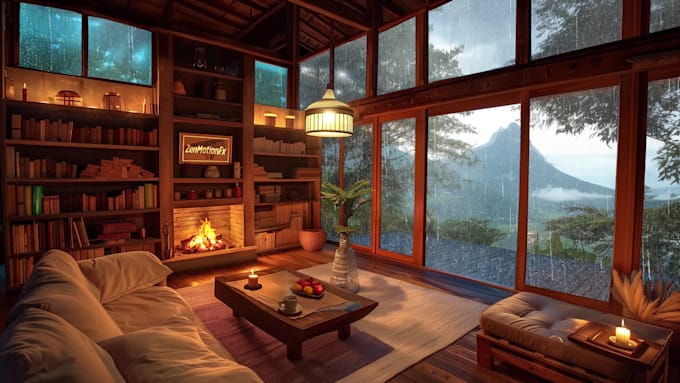 create rain video with nature sound