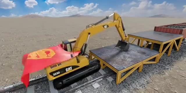 do 3d industrial video excavator and mechanical system engineering animation