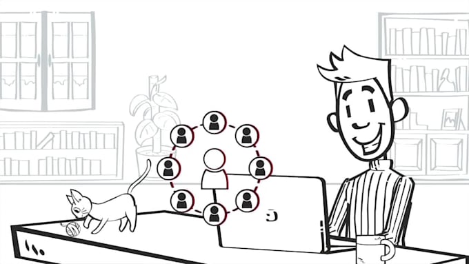 2d cartoon animation video in whiteboard style