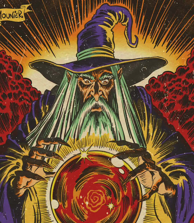 draw vintage illustrations in a retro comic book style