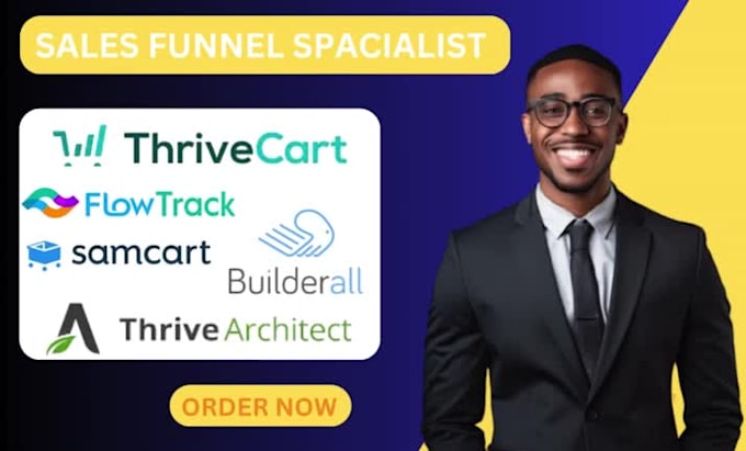 setup thrivecart thrive architect samcart flowtrack builderall landing page