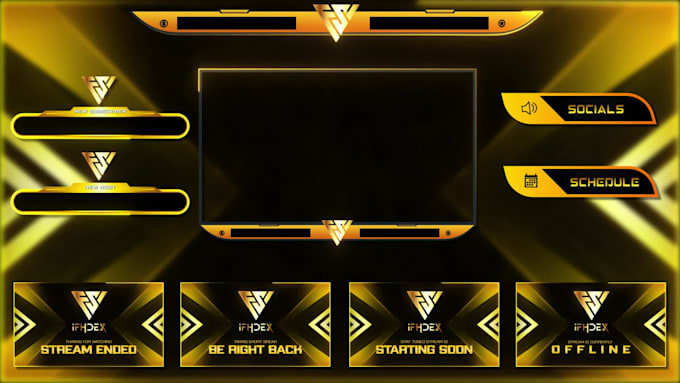 design animated twitch stream overlay ,twitch logo, panels, screens, alerts