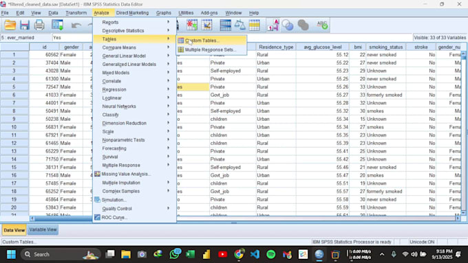 perform statistical analysis and regression with spss