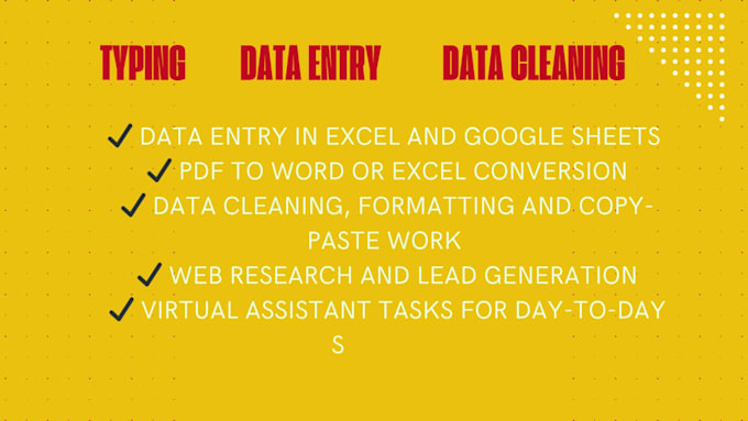 do fast and accurate data entry, typing, and excel work